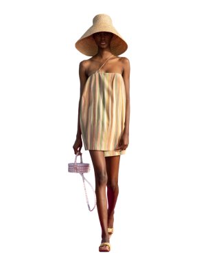 Jacquemus Runway Le Coup de Soleil Striped One Shoulder Mini Dress