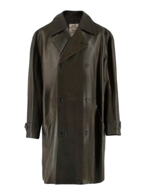 Hermes Brown Lambskin Double Breasted Coat