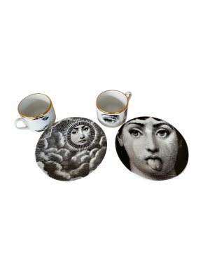 Fornasetti Tema e Variazioni Set of Porcelain Tea Cups