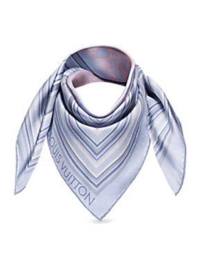 Louis Vuitton Blue Silk Fleur De Monogram/Squared Scarf