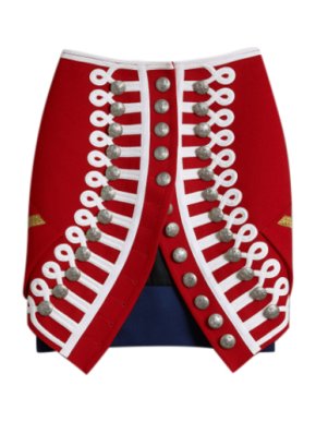 Burberry Prorsum Red Ceremonial Wool Skirt