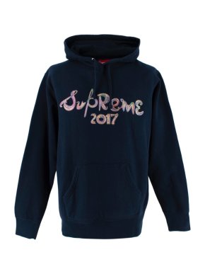 Supreme Navy Cotton Embroidered 2017 Hoodie