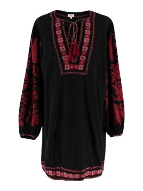 Talitha Black & Pink Embroidered Kaftan