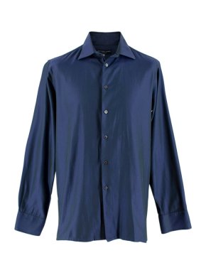 Richard James Savile Row Blue Men's Iridescent Shirt