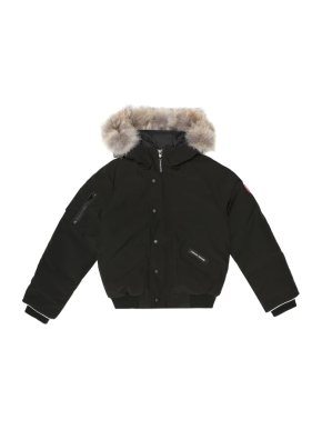 Canada Goose Youth Black Rundle Bomber Jacket w/ Coyote Fur