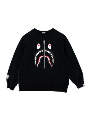 Bape Bathing Ape Kids Black & Camo Cotton Shark Printed Jumper