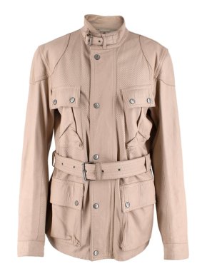 Belstaff Beige Leather Trialmaster Belted Jacket