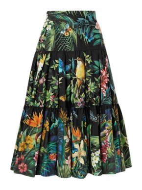 Dolce & Gabbana Black & Green Jungle Print Skirt