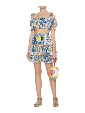 Dolce & Gabbana Maiolica-Print Tiered Mini Skirt