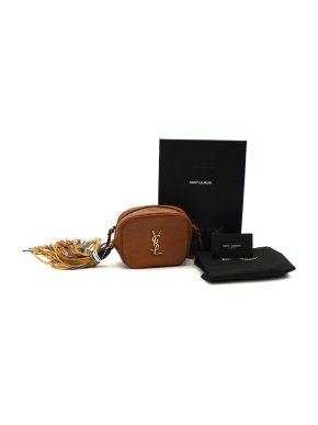 Saint Laurent Brown Leather YSL Tassel Blogger Shoulder Bag
