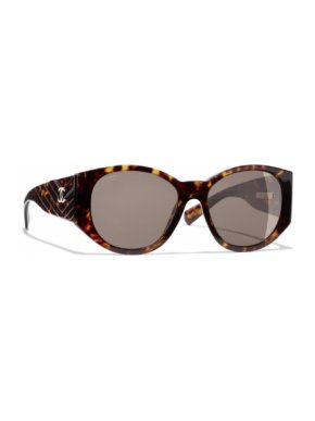 Chanel Dark Tortoiseshell Oval Sunglasses