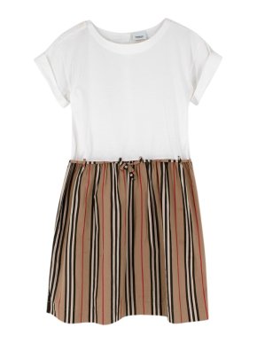 Burberry Girls Cotton Short Sleeve Striped Dress