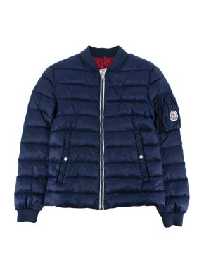 Moncler Navy Quilted Down Bomber Jacket