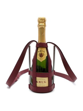 Connolly Red Leather Small Champagne Bottle Crossbody Carrier