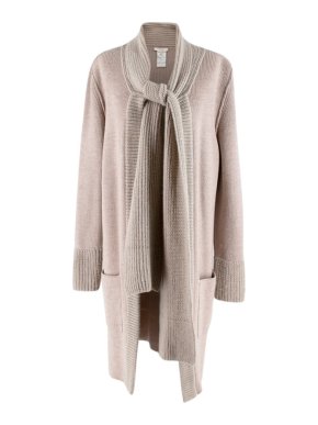 Chloe Beige Wool Knit Longline Cardigan