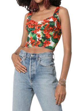 Dolce & Gabbana Geranium Print Corset Top