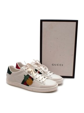 Gucci White Leather Pineapple & Ladybug Ace Trainers