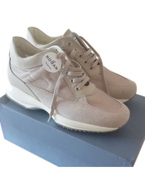 Hogan Beige Suede Lace-Up Sneakers