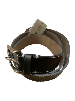 Burberry Black Leather Contrast Stitch Belt - Size 95