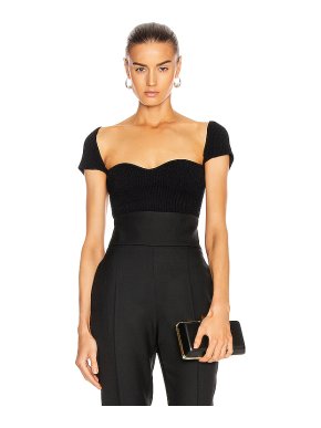Khaite Black Ista Cap Sleeve Top