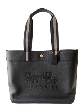 Coach Black Leather Logo Tote Bag