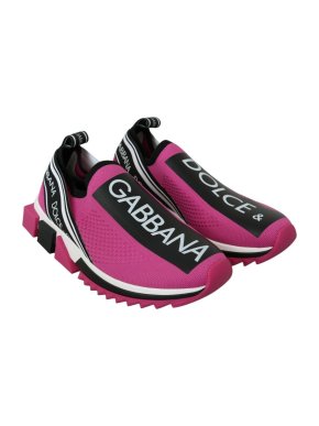Dolce & Gabbana Pink Logo Stretch Trainers
