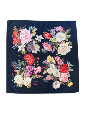 Gucci Inky Blue Floral Silk Scarf