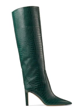 Jimmy Choo Mavis 85 Croc-embossed Leather Knee-high Boots