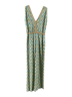 M Missoni Green Zig-Zag Knit V-neck Jumpsuit