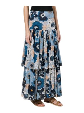 Chloe Floral-print Cotton-gaufré Maxi Skirt