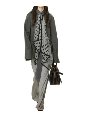 Loewe Runway Black & White Checkered Logo Patch Flared Trousers