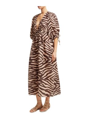 Zimmermann Zebra-print linen midi dress
