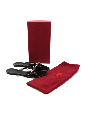 Valentino Black Rockstud Flat Pool Slides