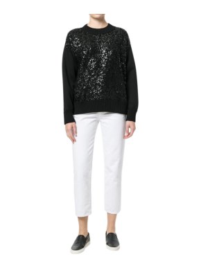 Moncler cracked patent effect sweater