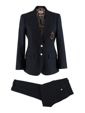 Gucci Black Wool Blend Dotted Single Breasted Suit