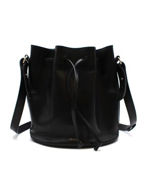 Sezane Black Leather Farrow Bucket Bag