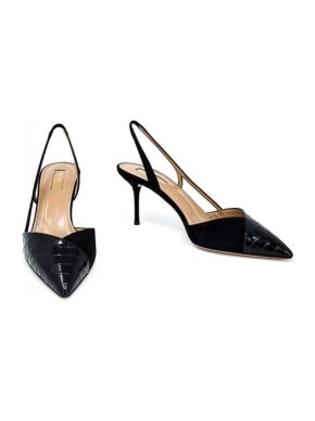 Aquazzura Croc Effect & Suede Salome Pump 75 Black
