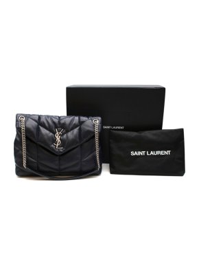 Saint Laurent Navy Lambskin Quilted Medium Puffer Bag