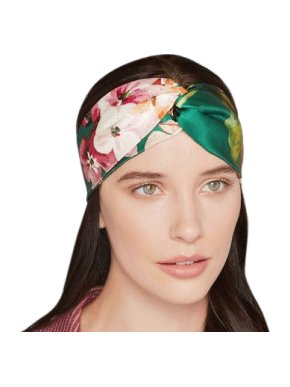 Gucci Green Floral-print duchesse-silk headband