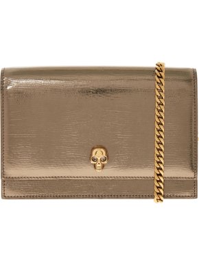 Alexander McQueen Metallic Mini Skull Crossbody Bag