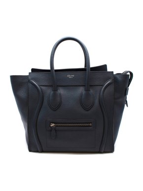 Celine Blue Grained Leather Mini Luggage Bag