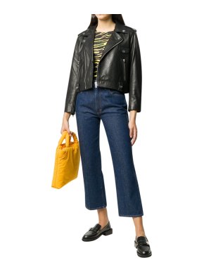 Ganni Black Leather Biker Jacket