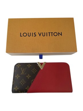 Louis Vuitton red signature zip compartment monogram purse
