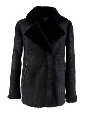 J Brand Black Leather Suede Shearling Motorcycle Jacket