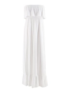 Melissa Odabash White Crochet Knit Strapless Maxi Dress