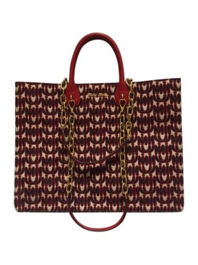 Miu Miu Jacquard And Leather Tote
