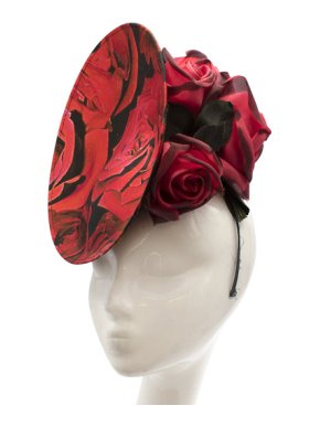 Philip Treacy Rose Print Fascinator with Roses