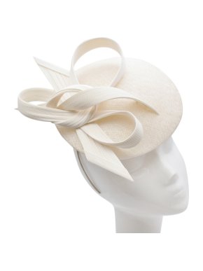 Philip Treacy Cream Woven Fascinator with Sinamay Loops