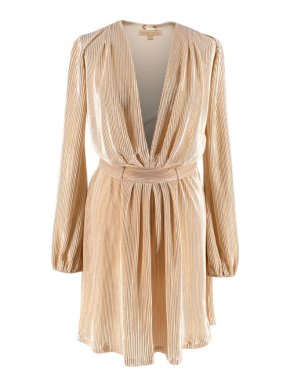 Melissa Odabash Gold Pleated Mini Dress