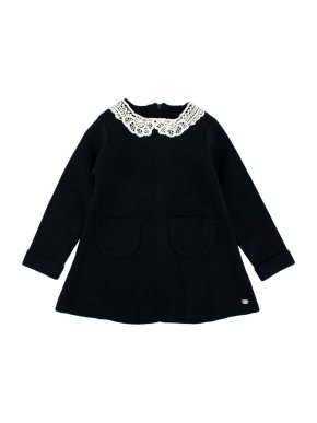 Tartine et Chocolat Navy Wool Blend Long Sleeve Knit Dress